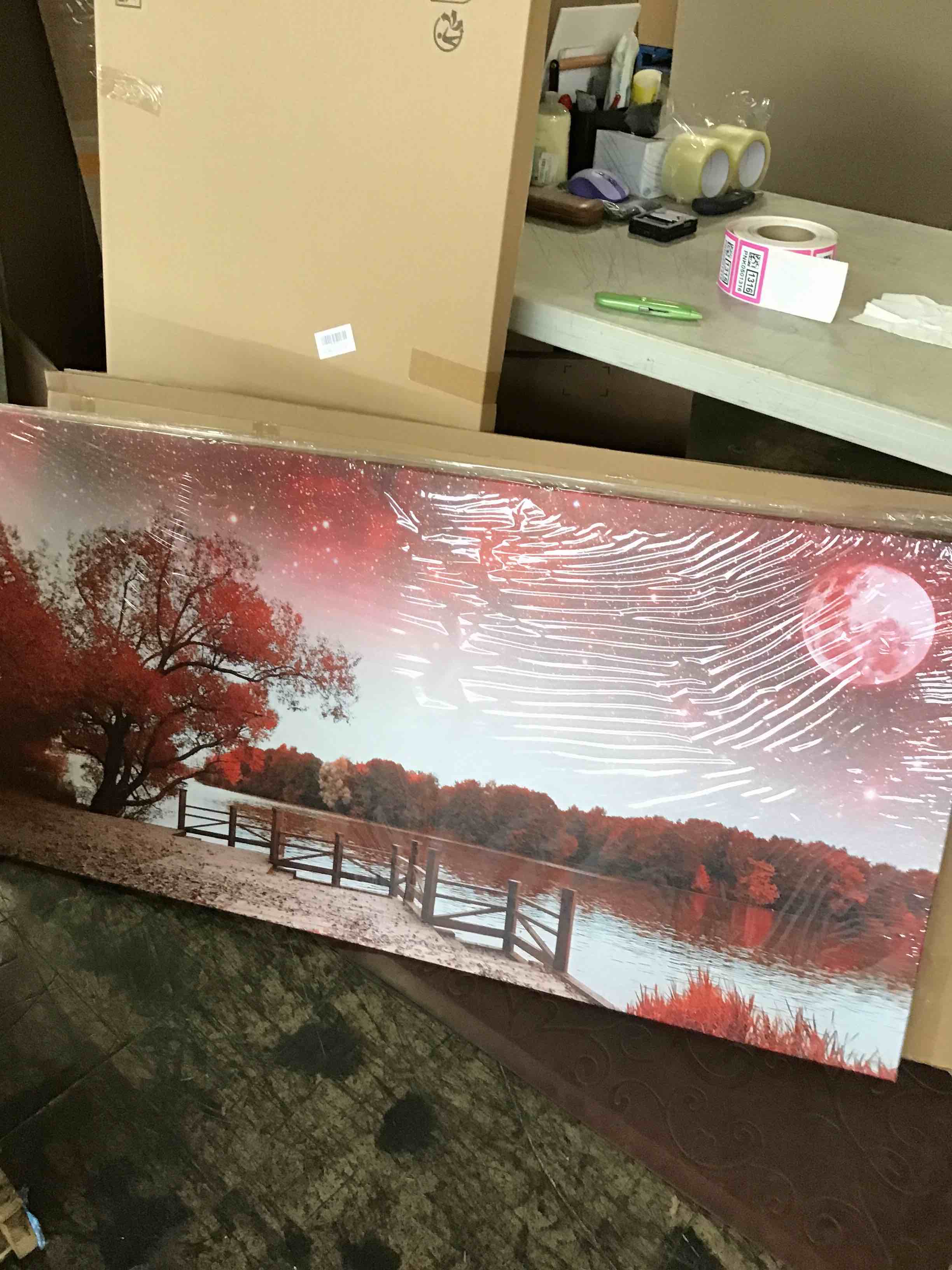 Print Artwork Wall Art Decor Poster for living room Red tree moon starry sky red landscape painting bathroom Wall Art for bedroom Canvas Prints Picture Works Ready to Hang Office Home decorations 30x60 inches Red Tree Moon Scenery