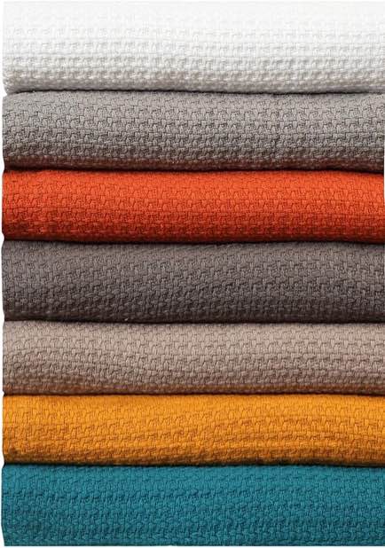 Cotton Bed Blanket -100% Soft Luxurious Twin/Full/Queen/King Blanket in Basket Weave Pattern. All Season Blanket Light Breathable Cotton Blanket (Yellow, 108" x 90") ( Queen size)