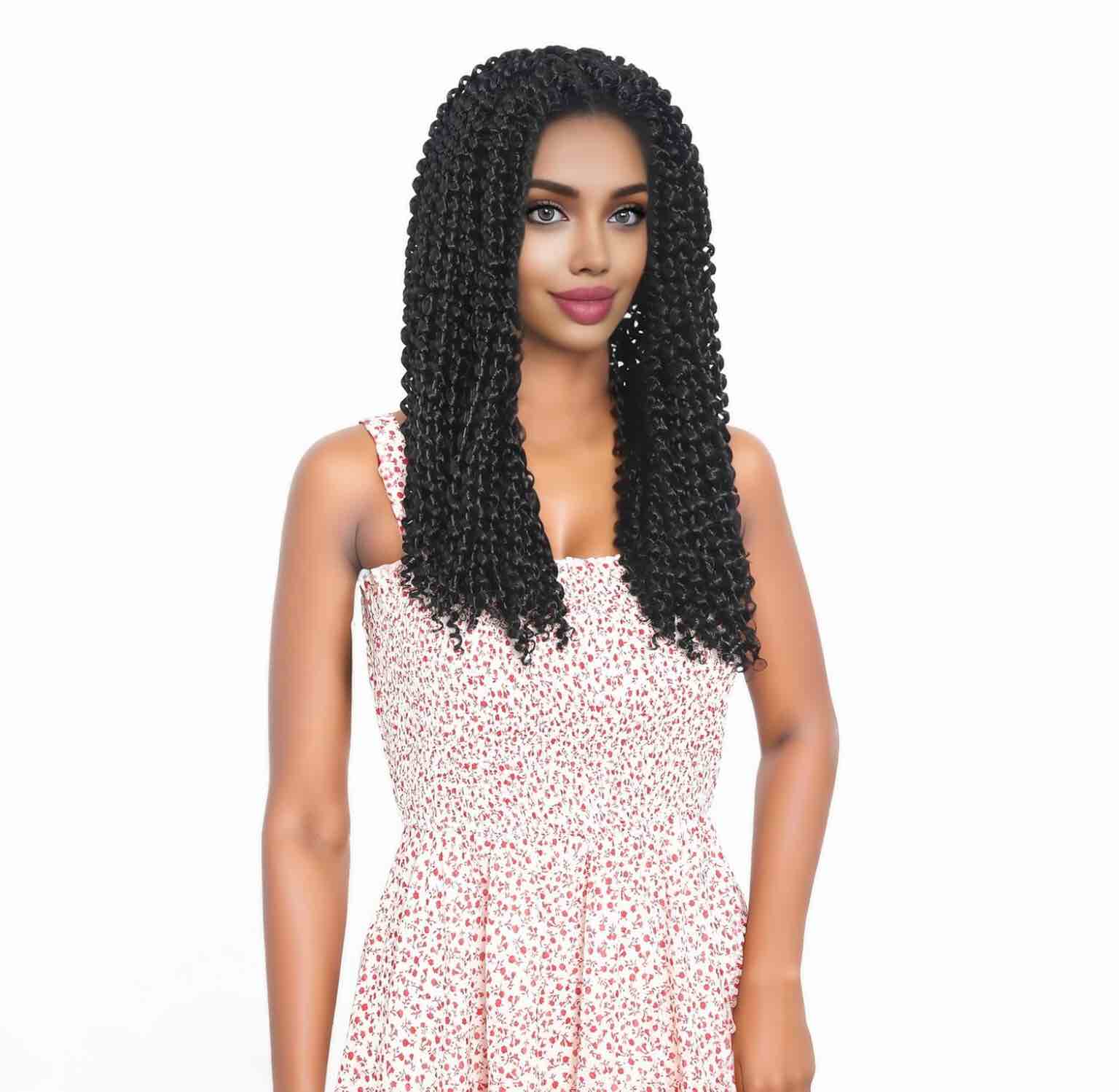 Passion Twist Hair 18 Inch 7 Packs Pre Looped Water Wave Crochet Hair Pre Twisted Spring Bohemian Braids for Black Women Passion 1B-18 Hair