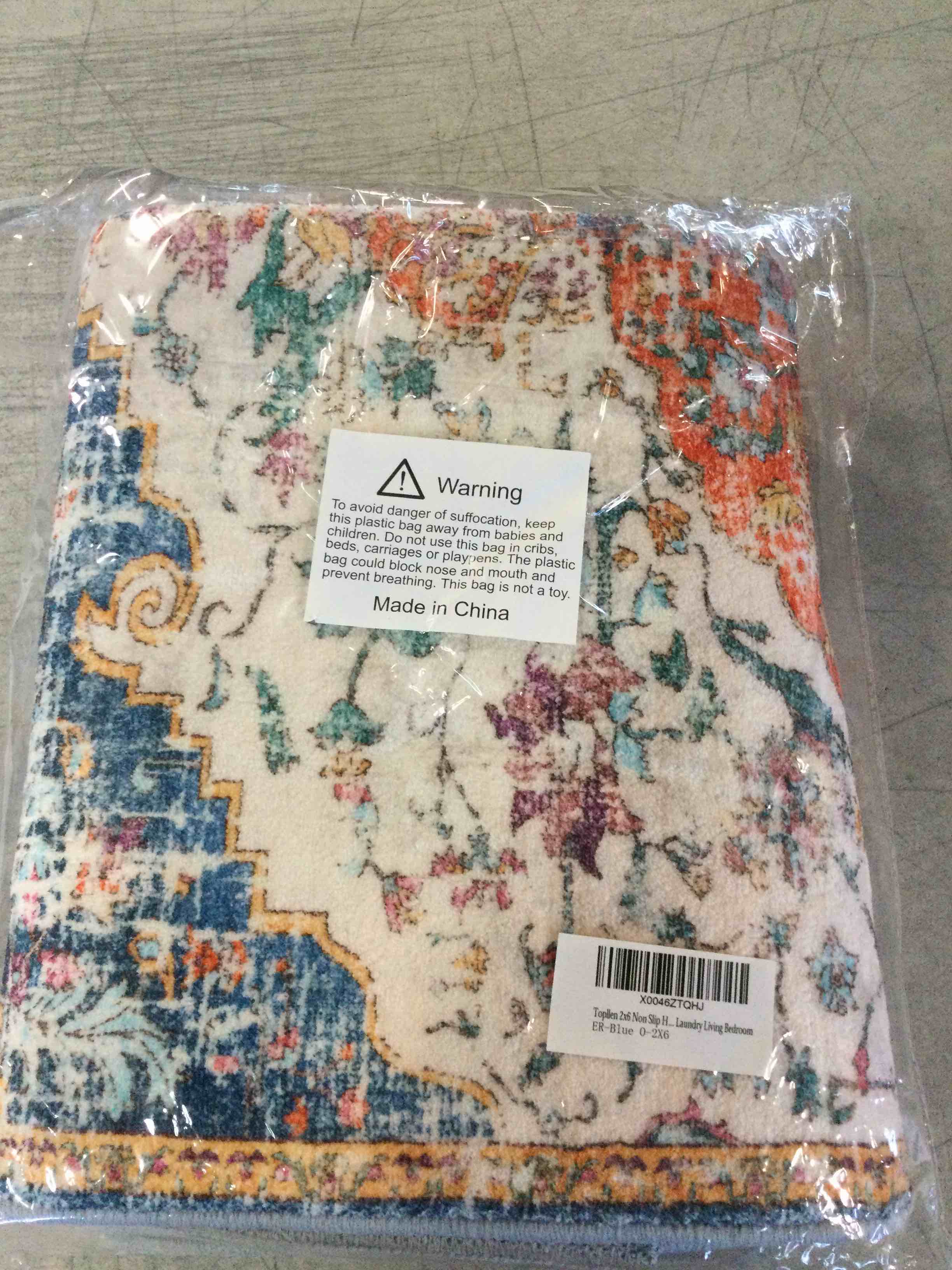 Washable Kitchen Runner Rugs - 2'x6' Boho Non Slip Hallway Runners, Print Distressed Soft Low Pile Indoor Carpet for Entryway & Bedside & Laundry & Living Room 2'x6' Blue Orange