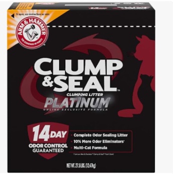 ARM & HAMMER Clump & Seal Platinum  Complete Odor Sealing Clumping Cat Litter  Multi-Cat  27.5 lb