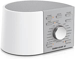 Adaptive Sound Technologies Sound + Sleep SE Noise Machine - White Noise Machine - Non-Looping Environmental/Nature Sounds for Sleep & Relaxation - with Sleep Timer & Headphone Jack - White/Silver