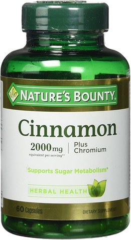 Nature's Bounty High Potency Cinnamon 2000 Plus Chromium Dietary Supplement Capsules 60 Pills (Pack of 3) ( Best By 04/2026)