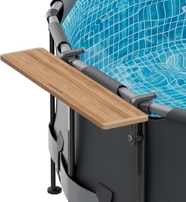 ?2024 Newest? Pool Bar, Wood-Plastic Swim Up Bar Exclusively for above-Ground Round Pools. Height Adjustable Patio Poolside Table Easy Maintenance, Weather Resistant 47×11in Tabletop