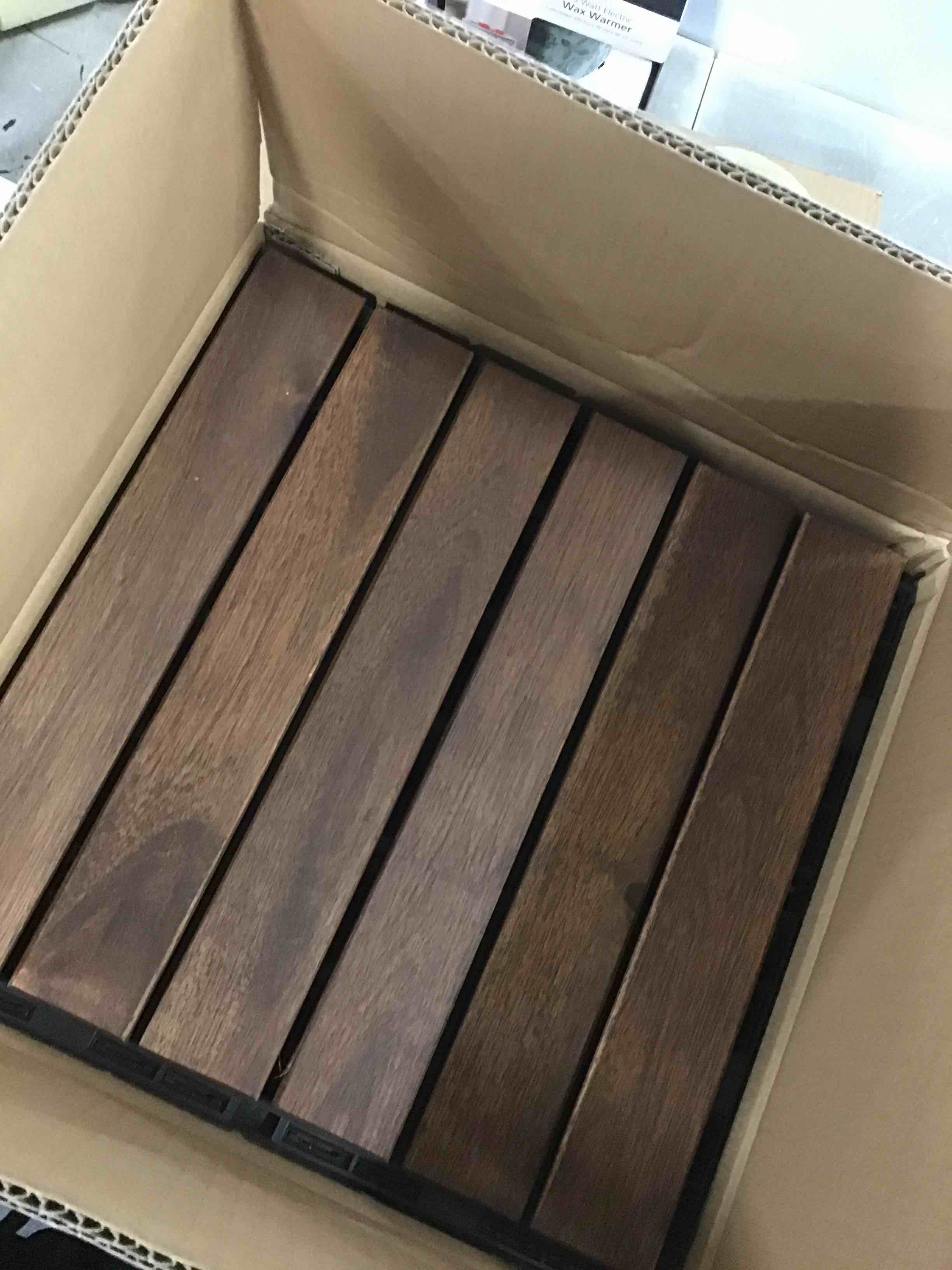 flybold Acacia Wood Outdoor Flooring Interlocking Deck Tiles (Pack of 10, 12" x 12") Patio Flooring Waterproof UV Protected All Weather Tile for Composite Decking Dance Floor for Outdoor Party Balcony