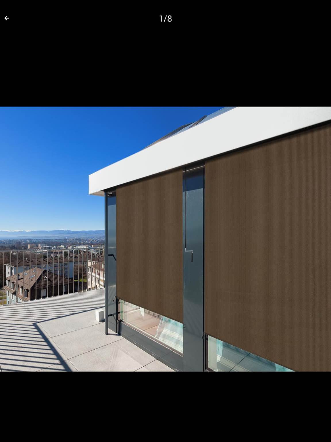 Outdoor Roller Shade Exterior Cordless Patio Roll Up Shade Blinds for Deck Porch Balcony Backyard (7.5' W X 8' L), Brown 7.5' x 8' Brown Cordless