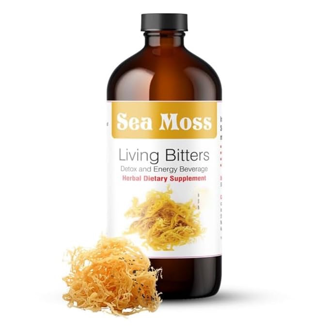 HERBOGANIC Seamoss Living Bitter 16oz - Natural Blend of Seamoss, Garlic, Black Seed, and Bitter Melon to Support Skin Health and Heart Health