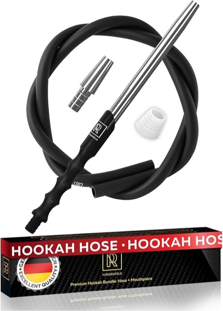 M. ROSENFELD Hookah Hose with Hookah Adapter & Mouthpiece - Cleanable Hookah Hose Silicone (60 in) and Convenient Aluminum-Made Mouthpiece (15 in) Modern Hookahs & Accessories and Hookah Hoses