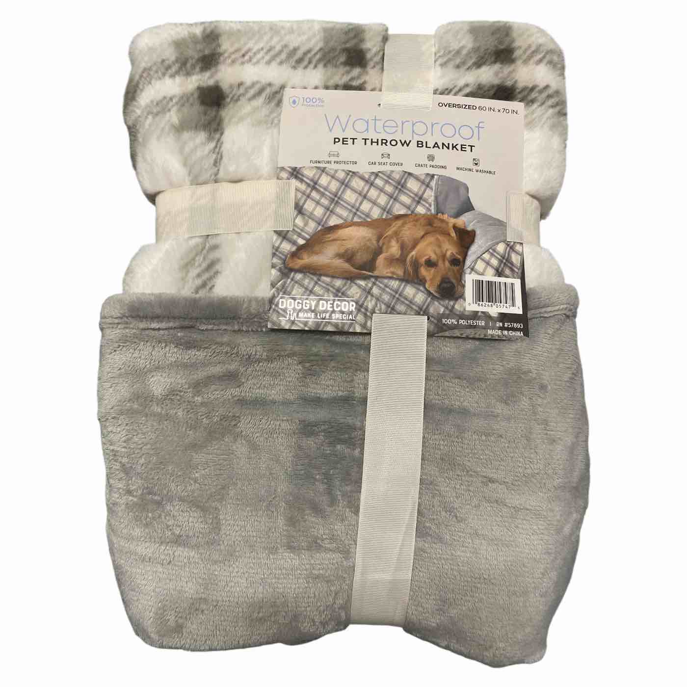 Doggy Decor Oversized Waterproof Pet Throw Blanket, 60" x 70", Plaid by Doggy Decor