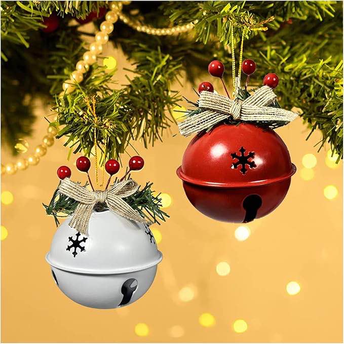 3.15" Large Christmas Bells, Snowflake Cutout Craft Bells Sleigh Bells for Christmas Tree Decoration Christmas Wreath Decoration Christmas Party… (3.15"-Mix 6 pcs)