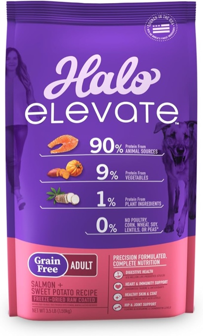 Halo Elevate Dog Grain Free Salmon Recipe Dry Food, 3.5 lbs.(( Best By/10/07/2025)) 