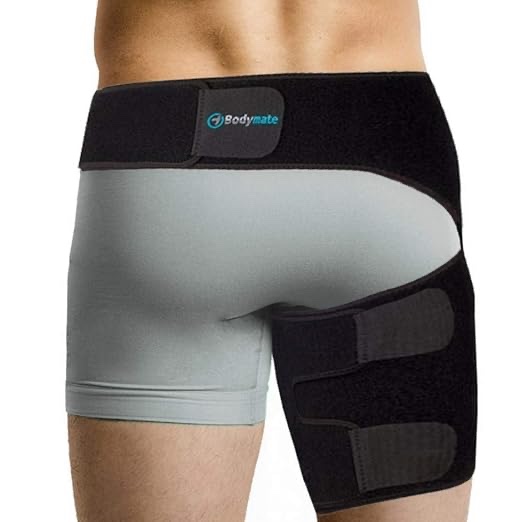 BODYMATE Hip Wrap Brace and Sciatica Pain Relief Devices - Sacroiliac Belt, Compression Wrap for Thigh, Hamstring, Joints, Hip Pain - Adjustable Sciatic Nerve Brace (Small, Less Than 32 Inches