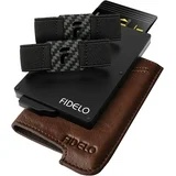 Fidelo Minimalist Wallet Vintage Brown - RFID Blocking, Pop up Credit Card Holder