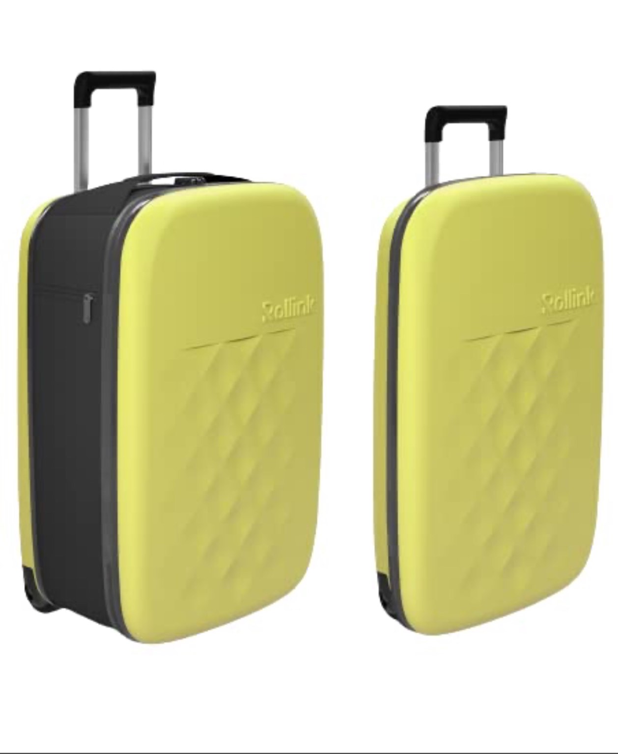 ROLLINK Flex Vega Medium Checked Fully Collapsible Suitcase - Hardshell, Silent, Coated Wheels for Smooth Gliding, Scratch, Water & Impact Resistant, TSA compliant luggage lock, Checked 26" / 17.17 GL ( Yellow )