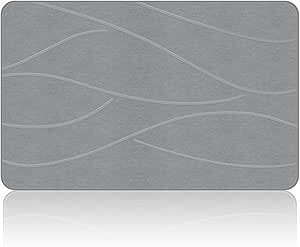 Stone Bath Mat Diatomaceous Earth Bath Mat Quick Drying Bath Mat Easy to Clean Super Rapid Absorbent Stone Bath Mats for Bathroom Kitchen Non-Slip Stone Shower Mat Gray, 60*39*0.9cm, Grey