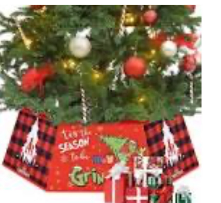 Christmas Tree Collar Green Christmas Tree Skirt Ring Base Tree Stand Cover for Xmas Artificial Christmas Tree Holiday Home Green Decor Decorations (Square)