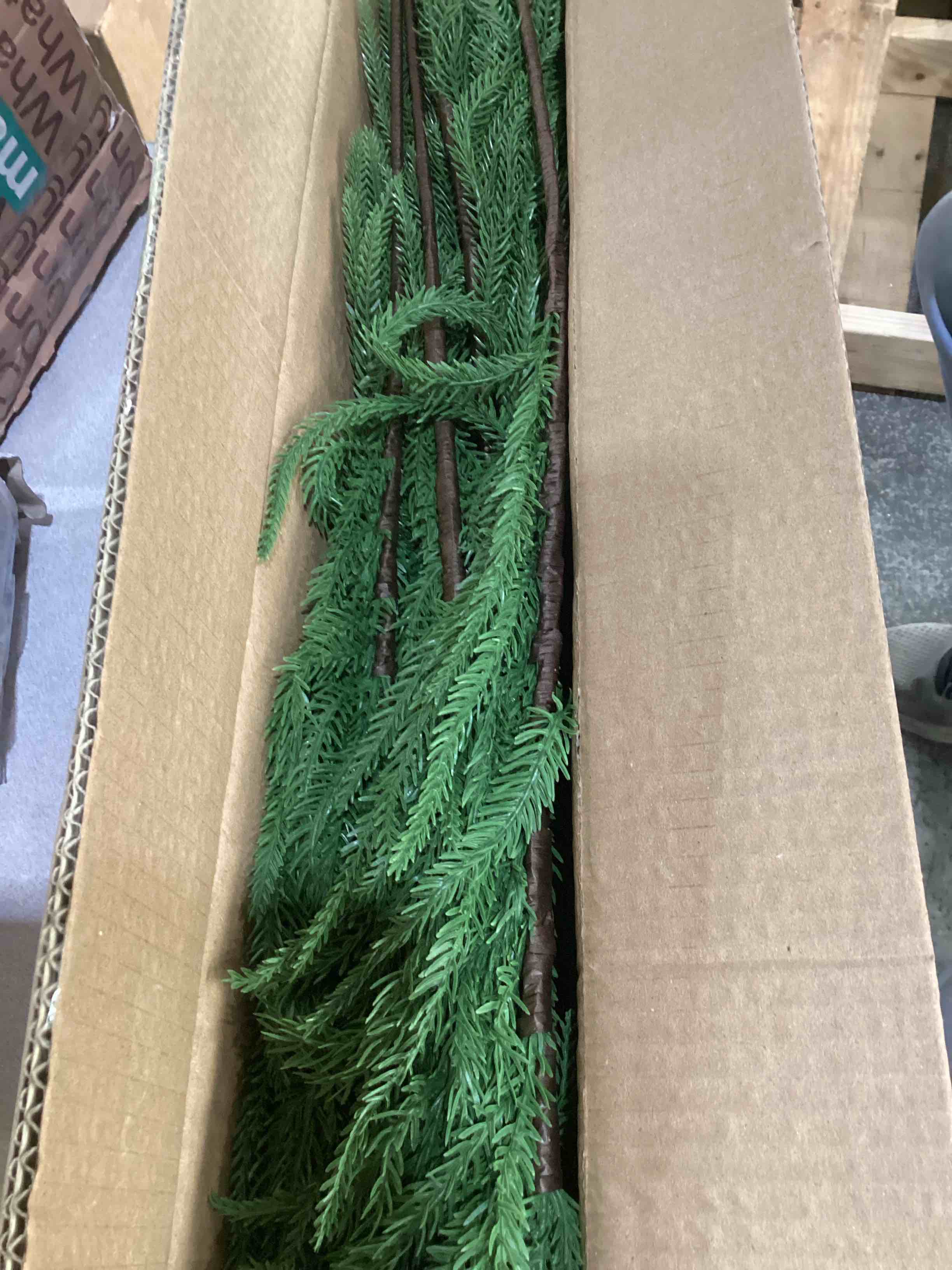 Senjie 36" Norfolk Pine Stems,Real Touch Artificial Christmas Branches Decorations for DIY Crafts, Faux Greenery Plants for Indoor Outdoor Home Decor 6PCS