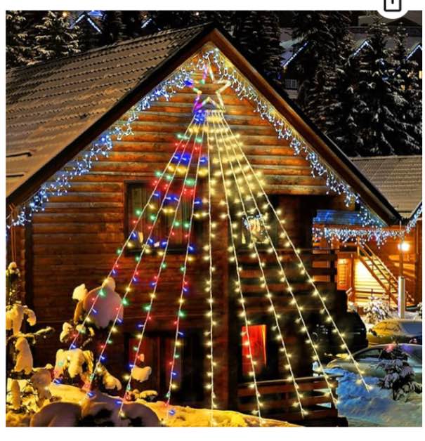 XUNXMAS Christmas String Lights Outdoor Decoration 317 LED Star Fairy String Lights 11 Modes & Waterproof for Party Wedding Patio Yard New Year Holiday Indoor Outdoor - Cool White + Multi-Colored