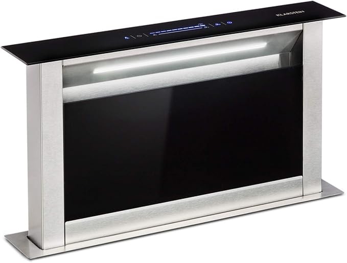 Klarstein Royal Flush Eco Table Hood - Island Cooker Hood, Retractable Hood with Ducted/Recirculation, 60Db, Touch Control, LED Lighting, 60 Cm, Ducting capacity: 576 M³/H, Black