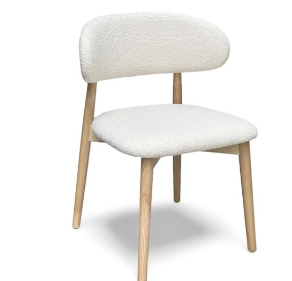 Dining Boucle Chair – Modern White Sherpa Chairs with Round Back for Kitchen, Dining Room and Desk – Mid Century Contemporary Table Chair – Upholstered Dining Chair with Metal Legs