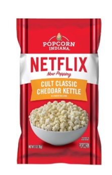Best by Mar-14-2025)) Popcorn Indiana Netflix Now Popping Cult Classic Cheddar Kettle Corn, (6 count - 3 Oz each)