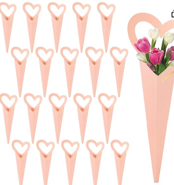 xialgshe 20 Pcs kraft paper flowers gift bags bouquets bags cones flower bouquet bags with handle to make bouquets for wedding,paper wedding birthday gift bag valentines day gift bag( photo different color)