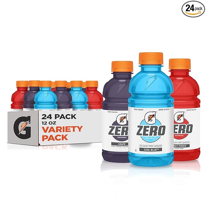 (best by date 1/14/2025) GATORADE ZERO 24/12oz 24 PACK. GRAPE/ COOL BLUE/FRUIT PUNCH.  