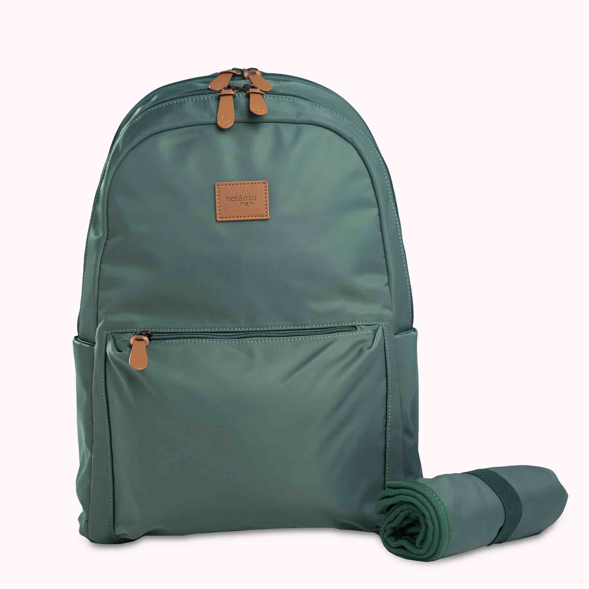 Natemia Diaper Backpack - Water-Resistant Baby Diaper Bag with Pockets, Stroller Straps, and Portable Changing Pad Included ( Green ) 