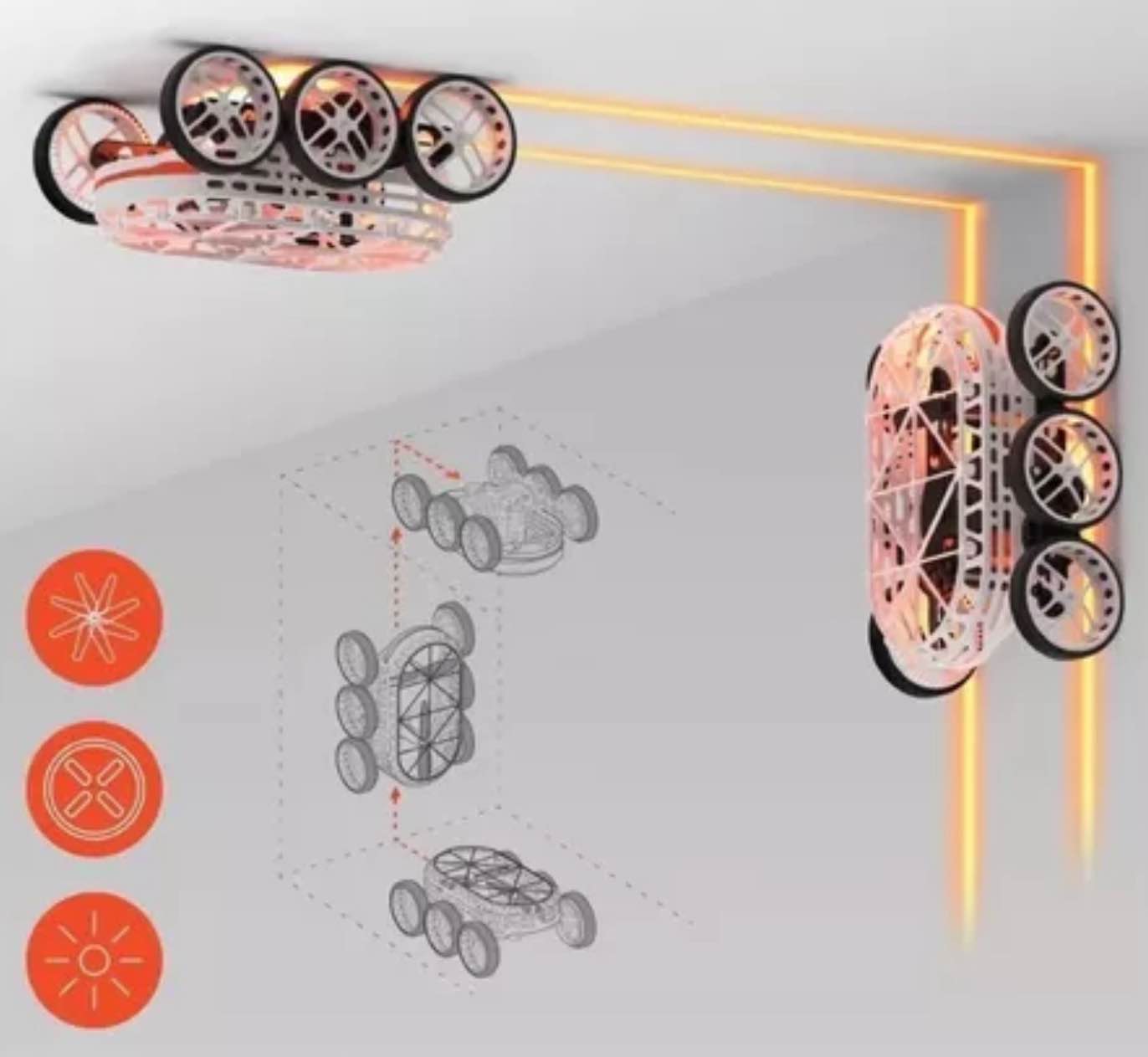 SHARPER IMAGE Gravity Rover! Gravity Rover drives and climbs on floors, walls, and even the ceiling! Long-range remote control helps you move the Gravity Rover in multiple directions and control where it goes. Remote Control Gravity Rover Wall-Ceiling Crawler