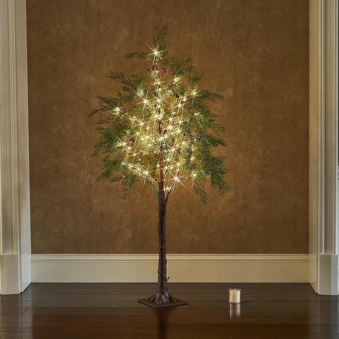 Birchlitland LED Cadar Tree 4FT 90L Warm White Fairy Lights, Lighted Trees for Indoor Outdoor Home Thanksgiving Christmas Holiday Decoration