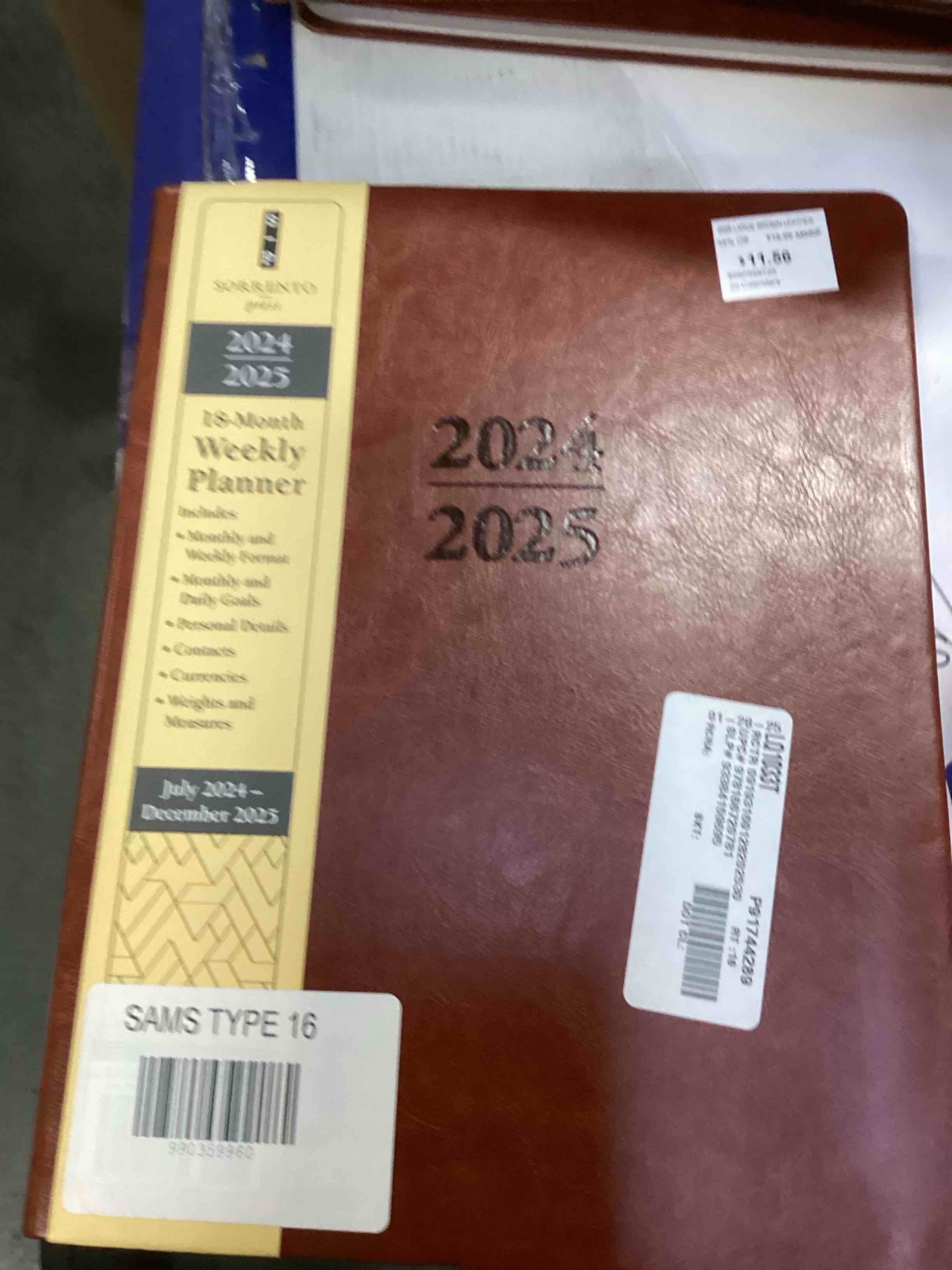 SUNEE 17 Month Weekly and Monthly Softcover Planner 5.5" x 8.3" (August 2024-December 2025), Small Academic Year Calendar Planner, Inner Pocket, 100 GSM Paper, Flexible Leather Soft Cover, Brown