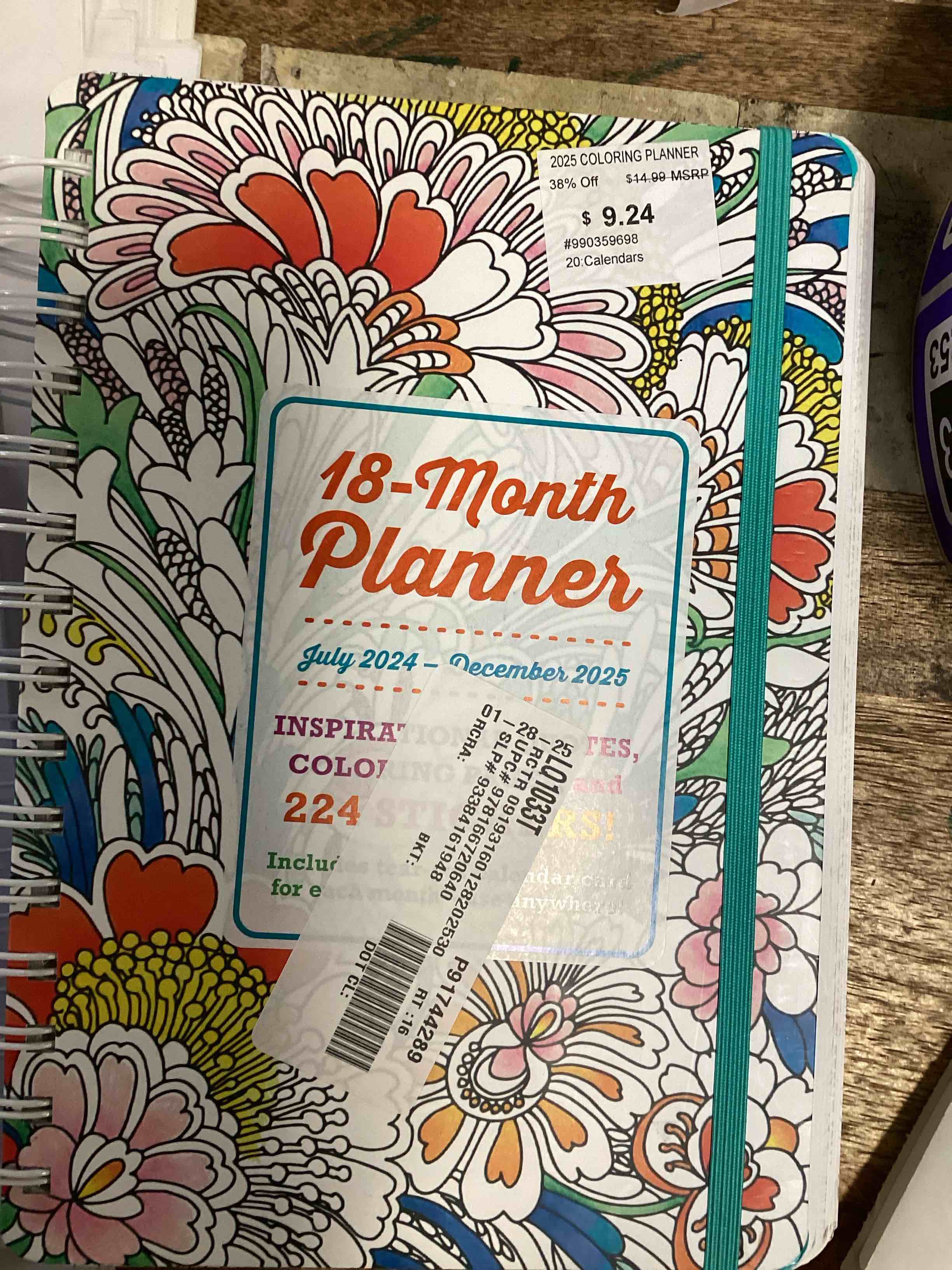 2025 18-Month Coloring Planner, Spiral Bound