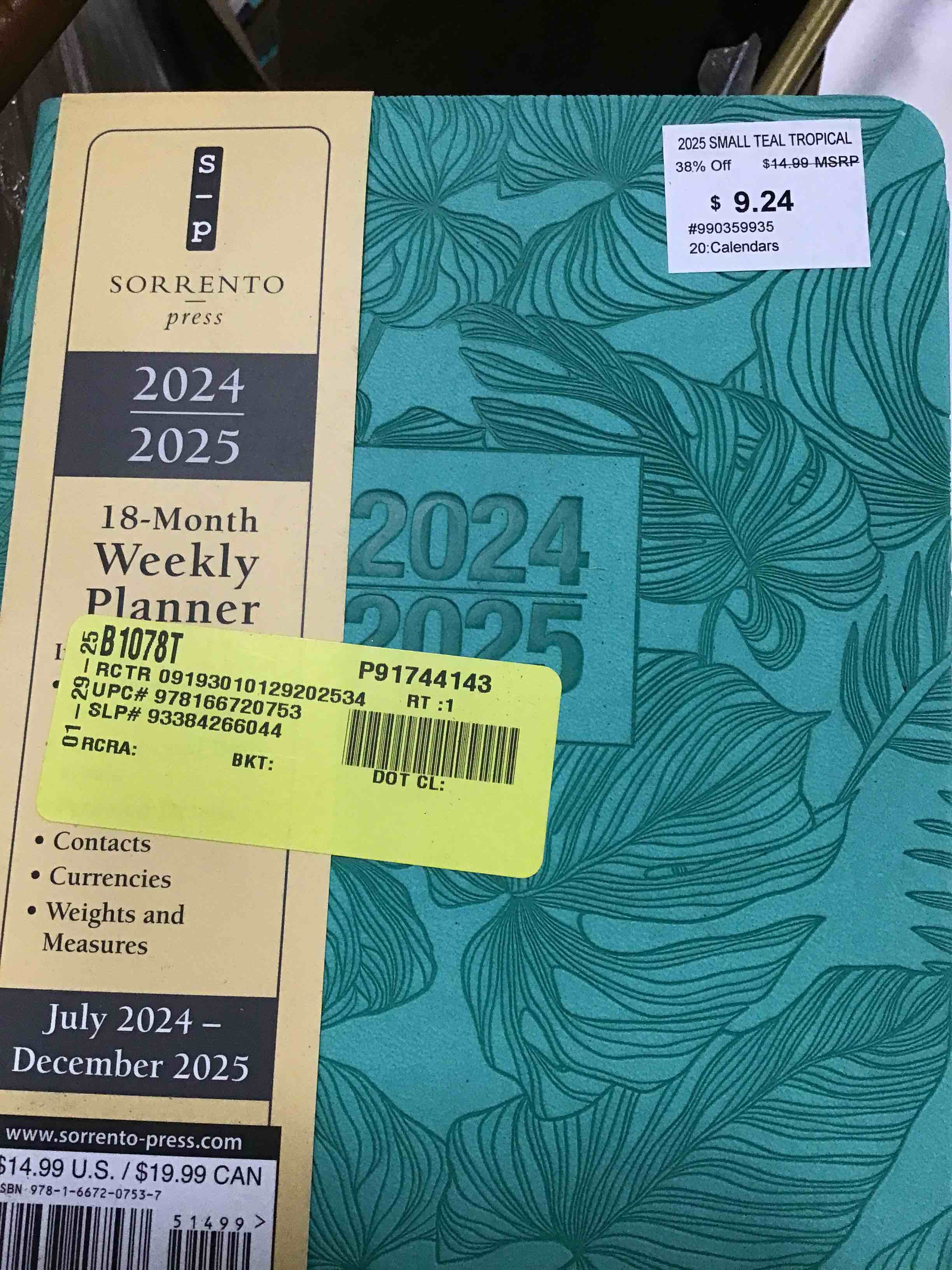 Small Green Tropical 18-Month Planner, Flexibound