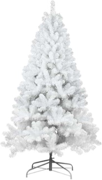 7FT White Artificial Christmas Tree, Realistic Unlit Christmas Tree with 1064 Branch Tips and Foldable Base, Memory Wire Full Xmas Tree with Metal Hinges for Holiday, Home, Office, Party