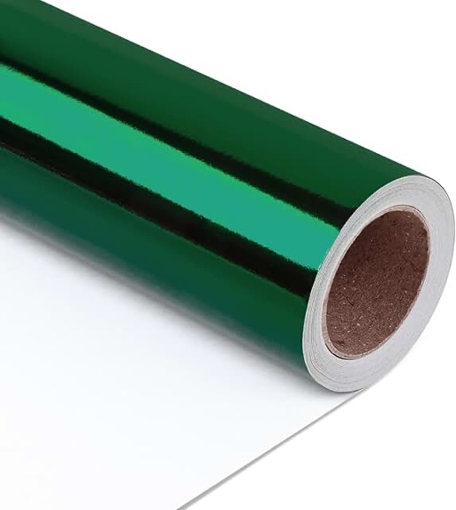 LWFyyds Metallic Wrapping Paper - Solid Color Matte Paper Perfect for Wedding, Birthday,Christmas, Baby Shower - 22.8 Inches X 44.6 Feet - Green 