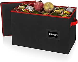 HOLDN’ STORAGE Christmas Ornament Storage Box with Lid - Christmas Decor Storage Containers that Store up to 54-4" Holiday Ornaments - Black 54 4" Ornaments Black