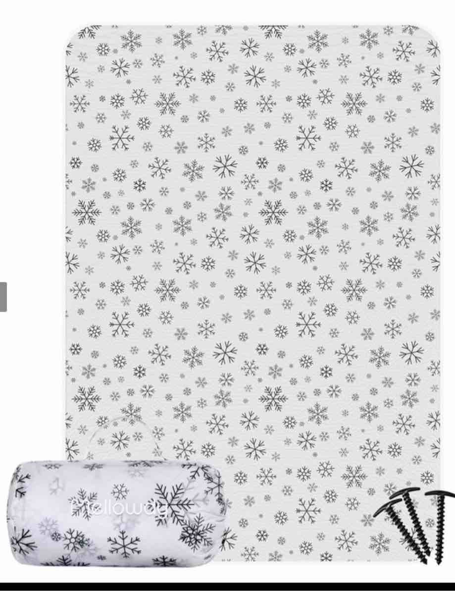Mellowdy Companion Outdoor Printing Blanket - Waterproof, Wind-resistant, Warm, Utility Blanket for Camping, Picnic, Stadium, Beach, Gameday, Travel, Foldable with Carrying Bag ?Snowflakes,55x80 inch?  