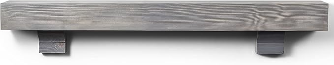BoscoMondo Rustic Fireplace Mantel Shelf with Corbels- Pine Wood - Wall Decor, Mounted Farmhouse Shelving (72", Grey)