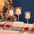 Glass Candleholders Tea Light Candle Holders Clear Wedding Weddings Hurricane Tall Elegant Ideal for Dining Party Home Decor Parties Table Settings Gifts Different Sizes (1 Sets Small Clear)
