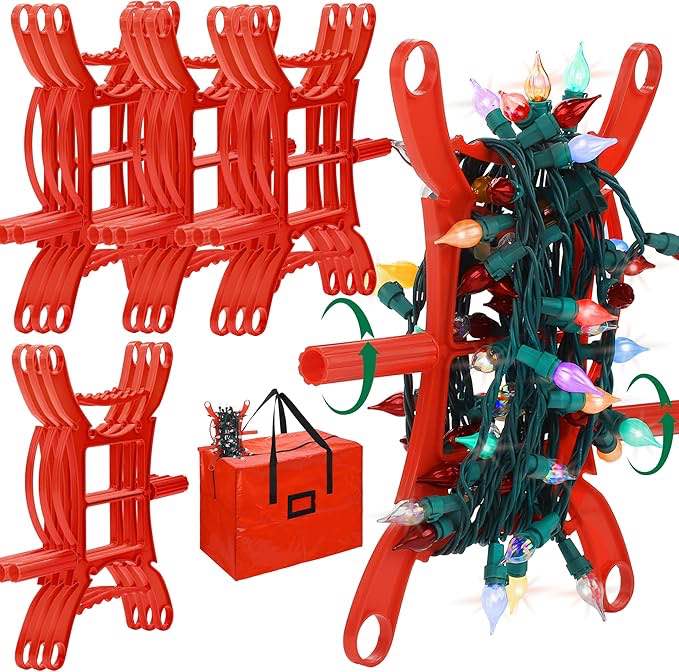 (( 2 Pack Of 12 Units)) RUODON  11.8 Inch Christmas Light Storage Holder with Storage Bag All-Purpose Rope Winder Holiday Light Storage, Light Cord Wind up Storage for Light Rope, Extension Cord and More, Black /Green
