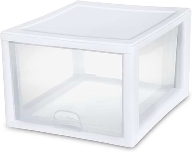 Sterilite Stacking Storage Drawer, Stackable Bin Drawer Organize Shoes, Clothes in Home Closet Capacity: 27 Quart