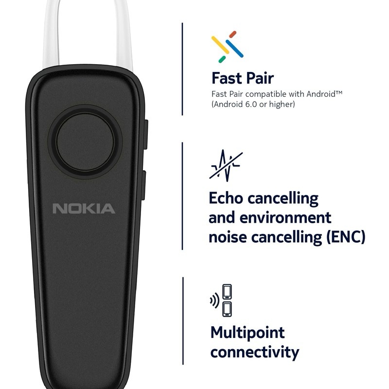 Nokia Solo Bud in-Ear Mono Wireless Headset for Work – SB-101 Single Earbud with Touch Control - Superior Sound, Smart Assistant Compatible, 6.5-Hour Talk Time, Comfortable Fit