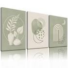 WUARTYING Boho Wall Art Set of 3, Boho Wall Decor Mid-Century Modern Wall Art Print, Neutral Geometric Canvas Artwork Wall Decor Posters for Living Room, Bedroom, Bathroom, Gallery, Boho Room Decor BeigeOrange12x16