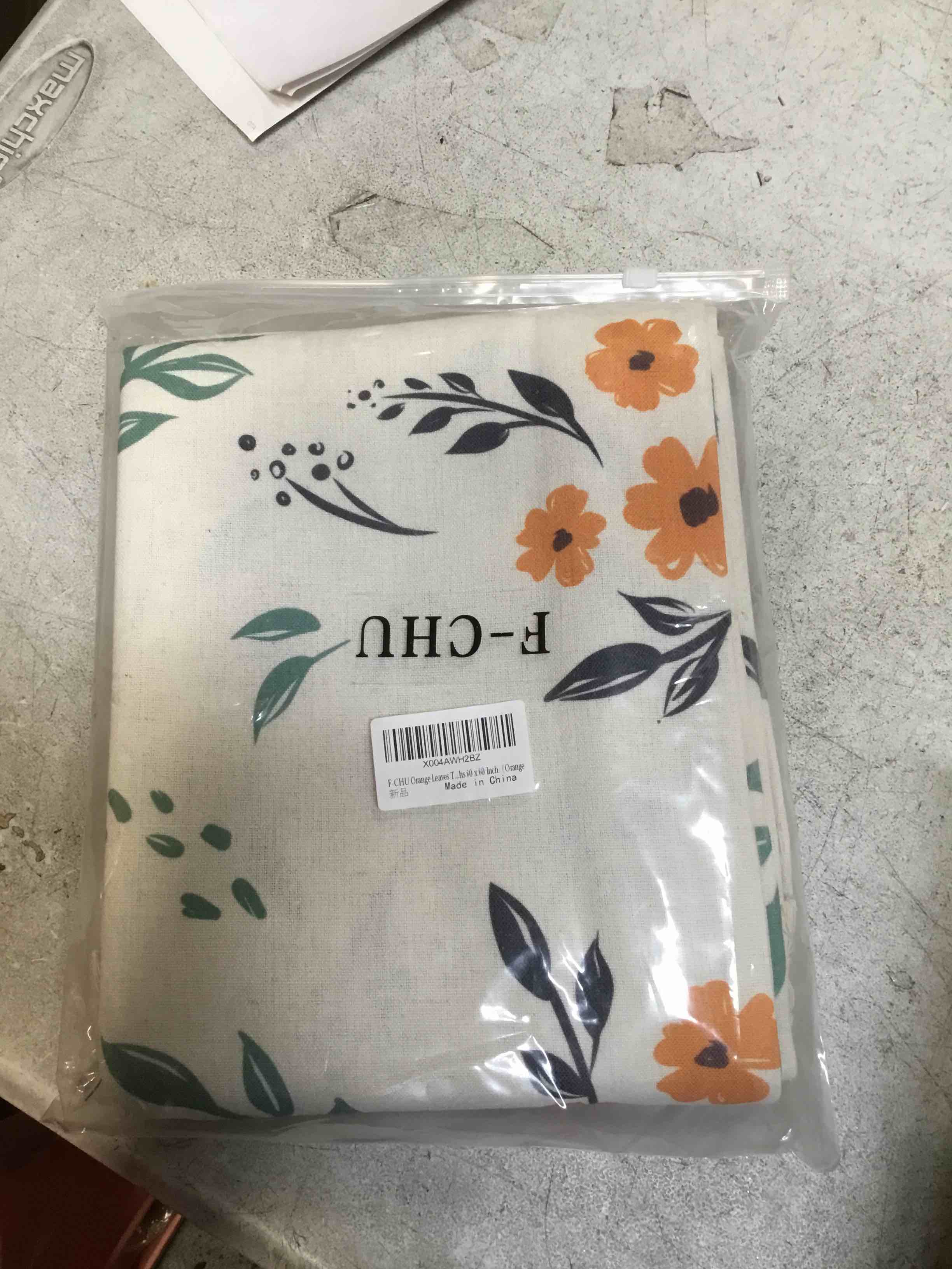 F-CHU Floral Round Tablecloth 60 Inch Cotton Linen Table Cloth with Tassels for Restaurant, Picnic, Indoor and Table Cover Home Decoration, Floral?Black Black 60" Round