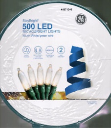 General Electric # GE 5971346 500CT WARM WHITE MICROBRIGHT LED (2 X 52') GREEN STRING - NEW!