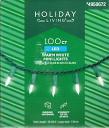 ( pack X 2 ) HOLIDAY LIVING 4950672 100CT WARM WHITE MINI LED 26' GREEN WIRE -