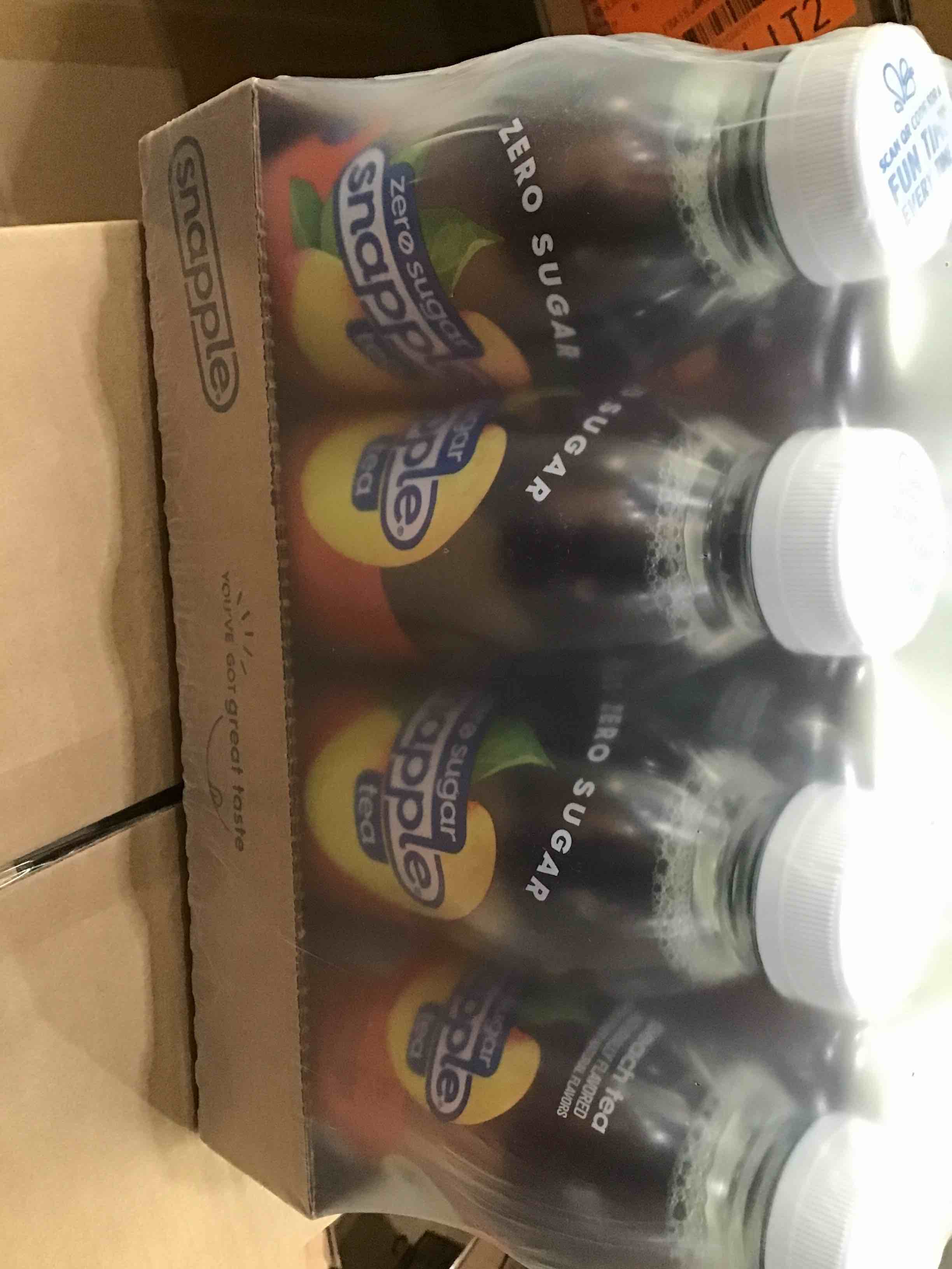**04/16/2025** Snapple Zero Sugar Peach Tea, 16 fl oz recycled plastic bottle (Pack of 12)