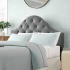 Belle Isle Furniture Winter Park Modern Metal Tufted Rubberwood Headboard  Queen  Gray