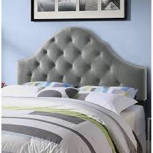 Belle Isle Furniture Winter Park Modern Metal Tufted Rubberwood Headboard  Queen  Gray
