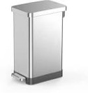 QUALIAZERO 50L/13Gal Heavy Duty Hands-Free Stainless Steel Commercial/Kitchen Step Trash Can, Fingerprint-Resistant Soft Close Lid Trashcan, Rectangle Shape